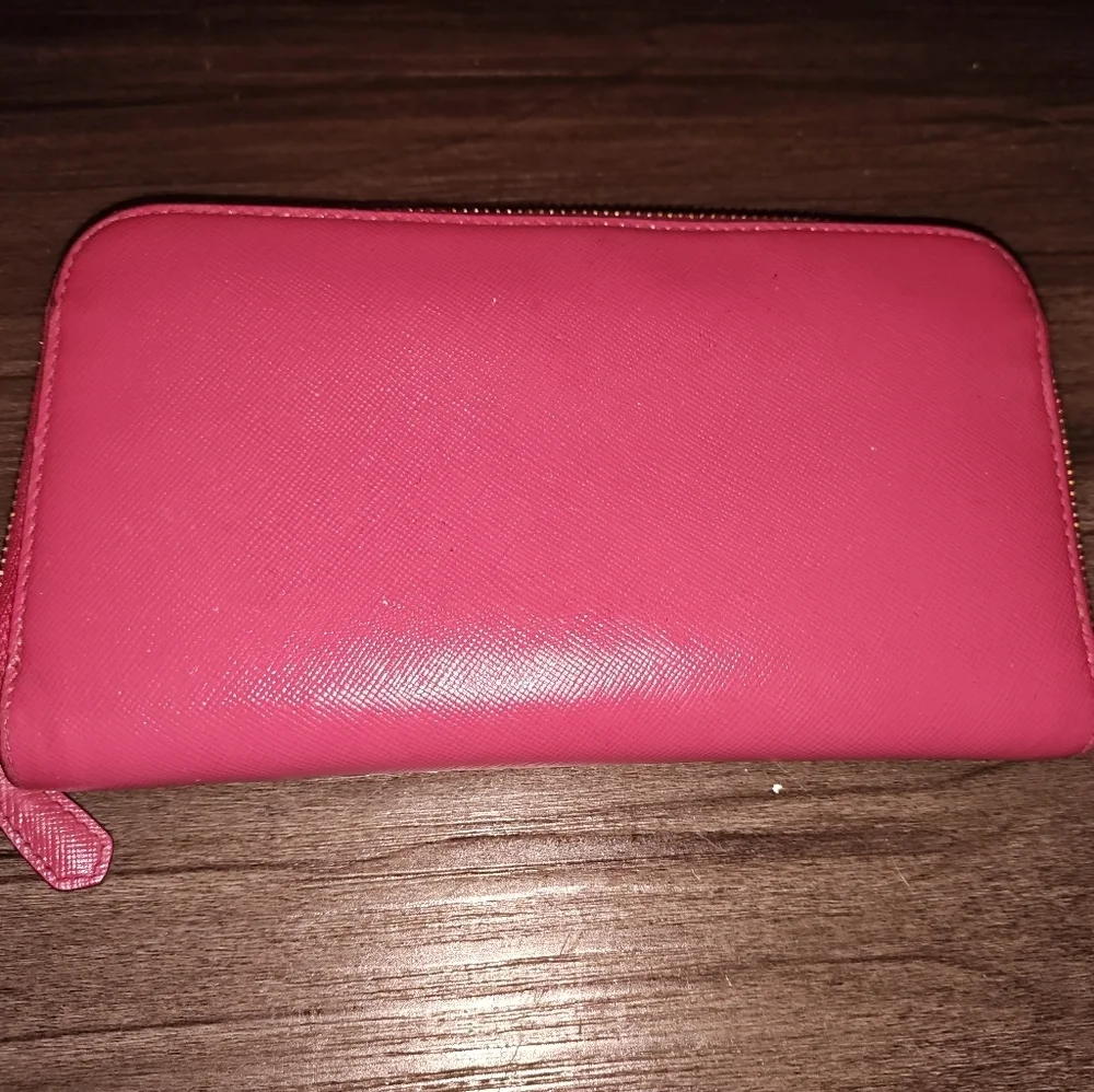 Prada Pink Saffiano Leather Long Zip Continental Wallet